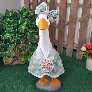 Porch Goose Outfit with Bow  Eiffel Tower Print Yard Decor